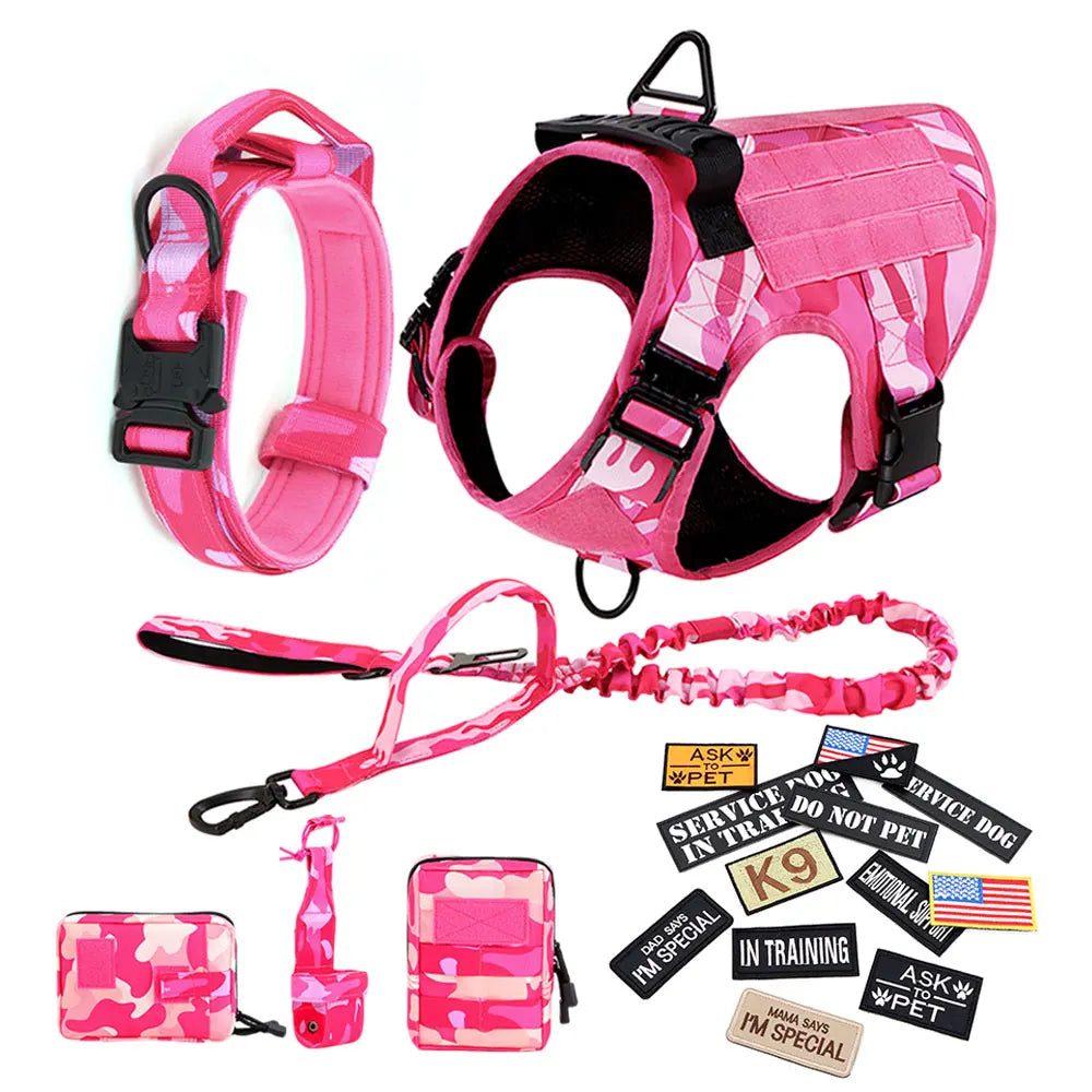 PETRAVEL Military Camouflage Dog Harness Leash Set For Training
