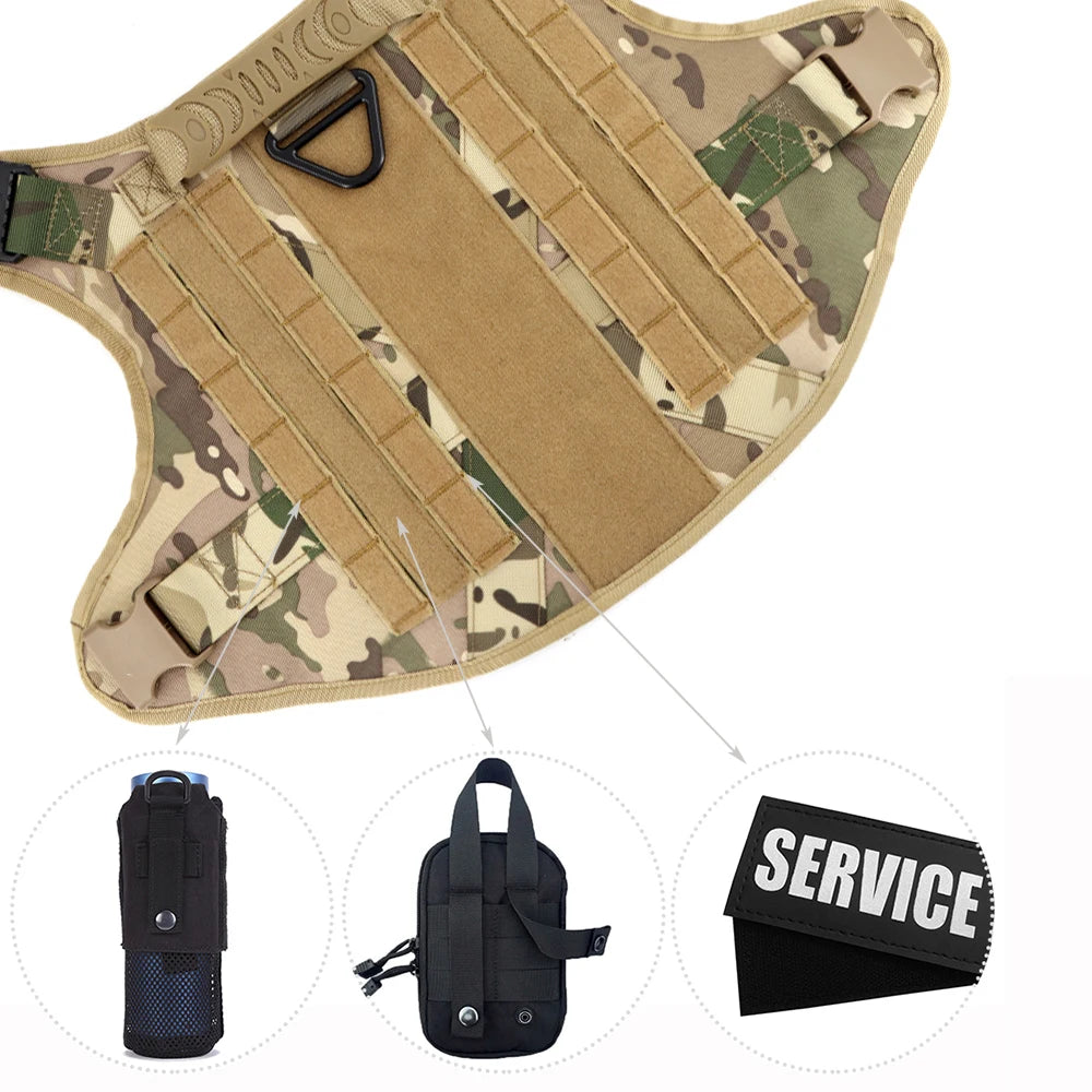 PETRAVEL Military Dog Harness Vest Set With Leash Patches