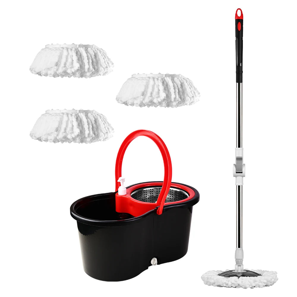 Mop Bucket Set 360 Degree Spin Mop System 3 Heads