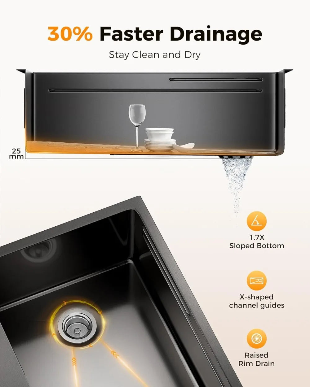 Drop In Kitchen Sink Stainless Steel Workstation Topmount Single Bowl
