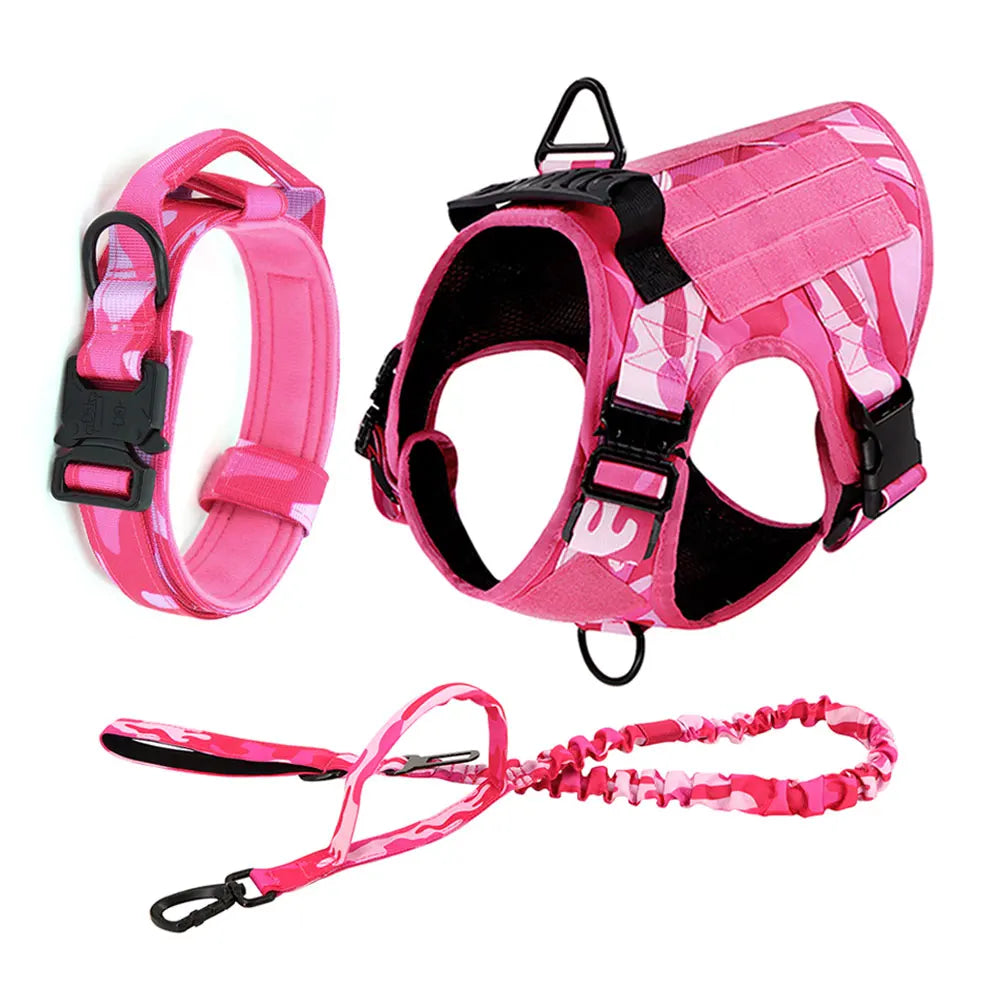 PETRAVEL Military Camouflage Dog Harness Leash Set For Training