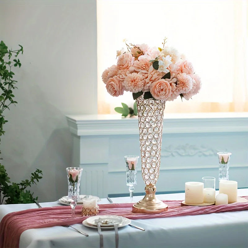 Crystal Vase Set Centerpiece Decor For Dining Tables