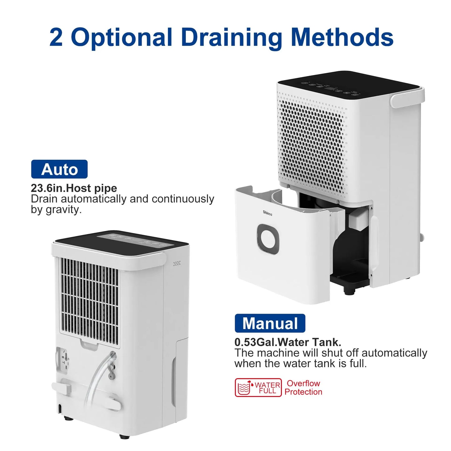 Shinco 30 Pint Dehumidifier With Drain Hose Auto Restart