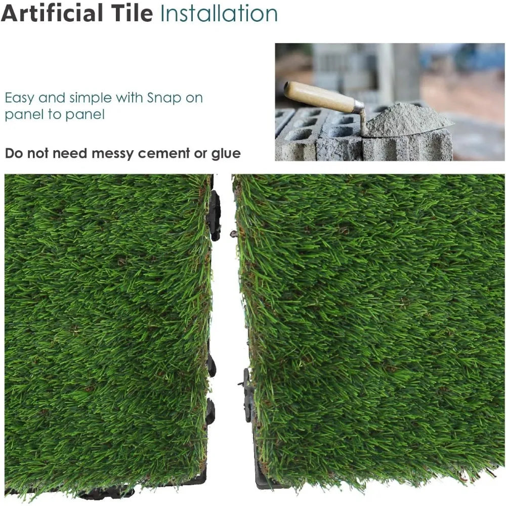 Artificial Grass Tiles Interlocking Turf Mat for Patio Balcony Garden