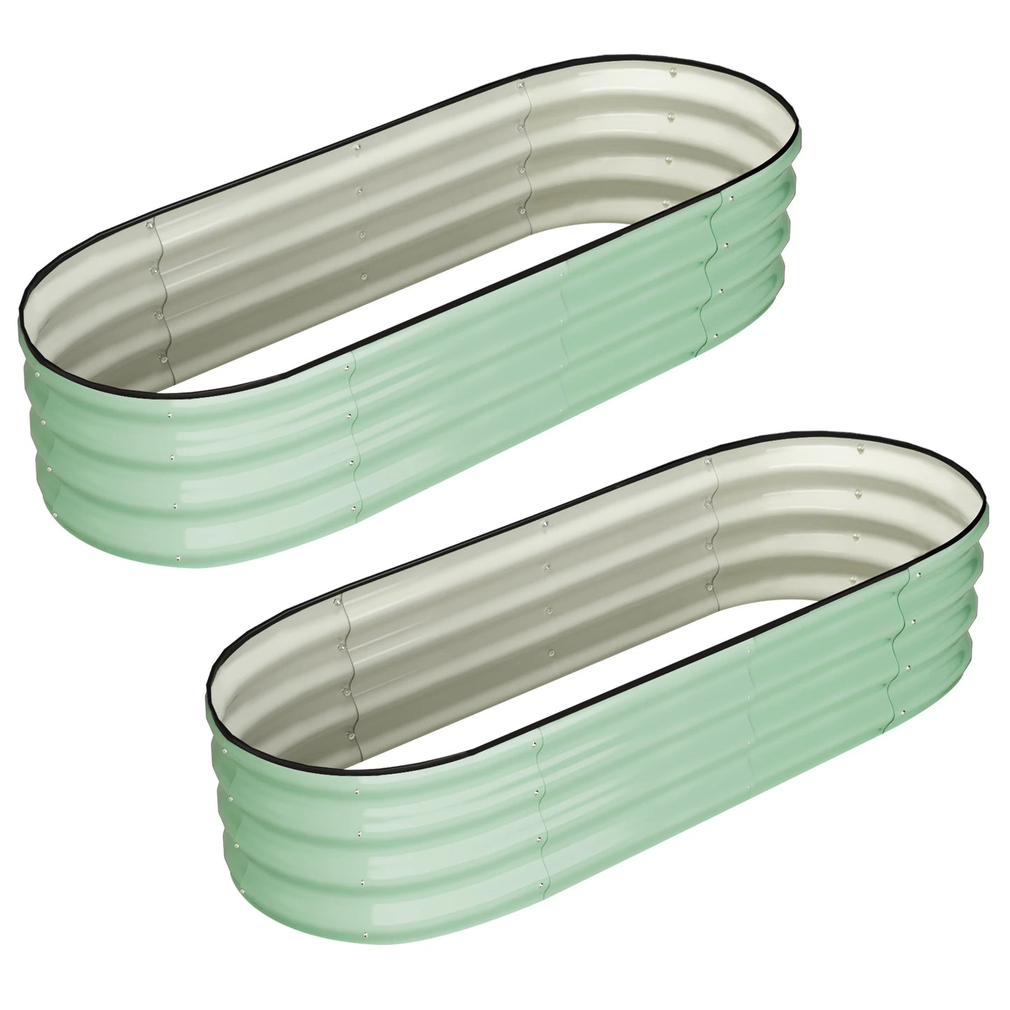 HiMISS Two Pack Oval Galvanized Raised Garden Bed Outdoor
