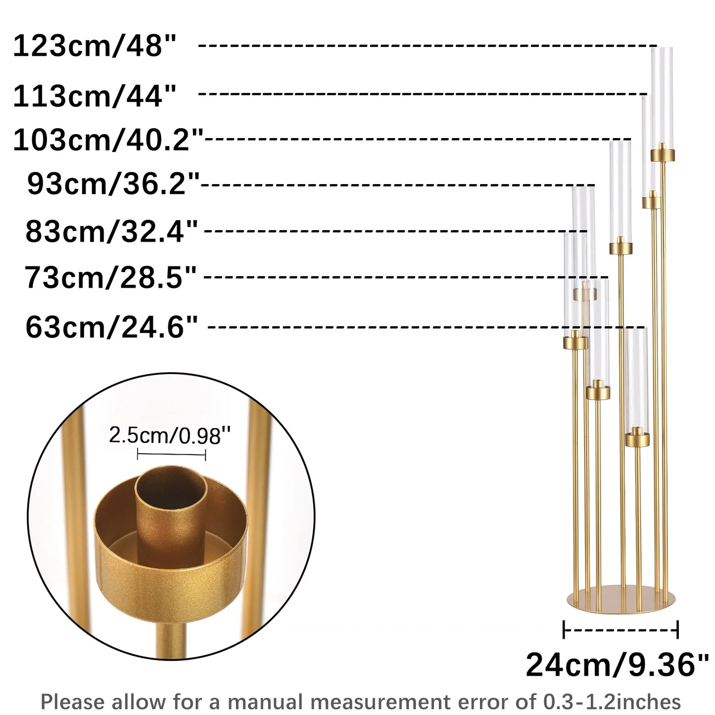 VINCIGANT Seven-Arm Floor Candelabra Centerpiece Set for Weddings