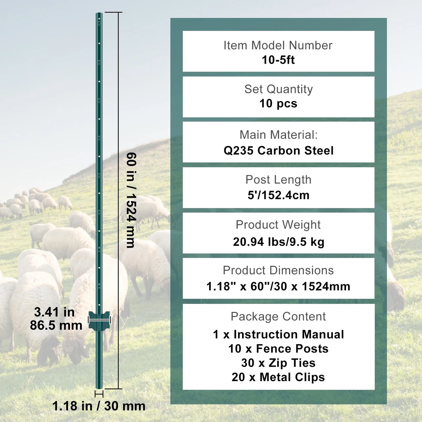 SucceBuy Heavy Duty T-Post Fence Post For Garden And Farm