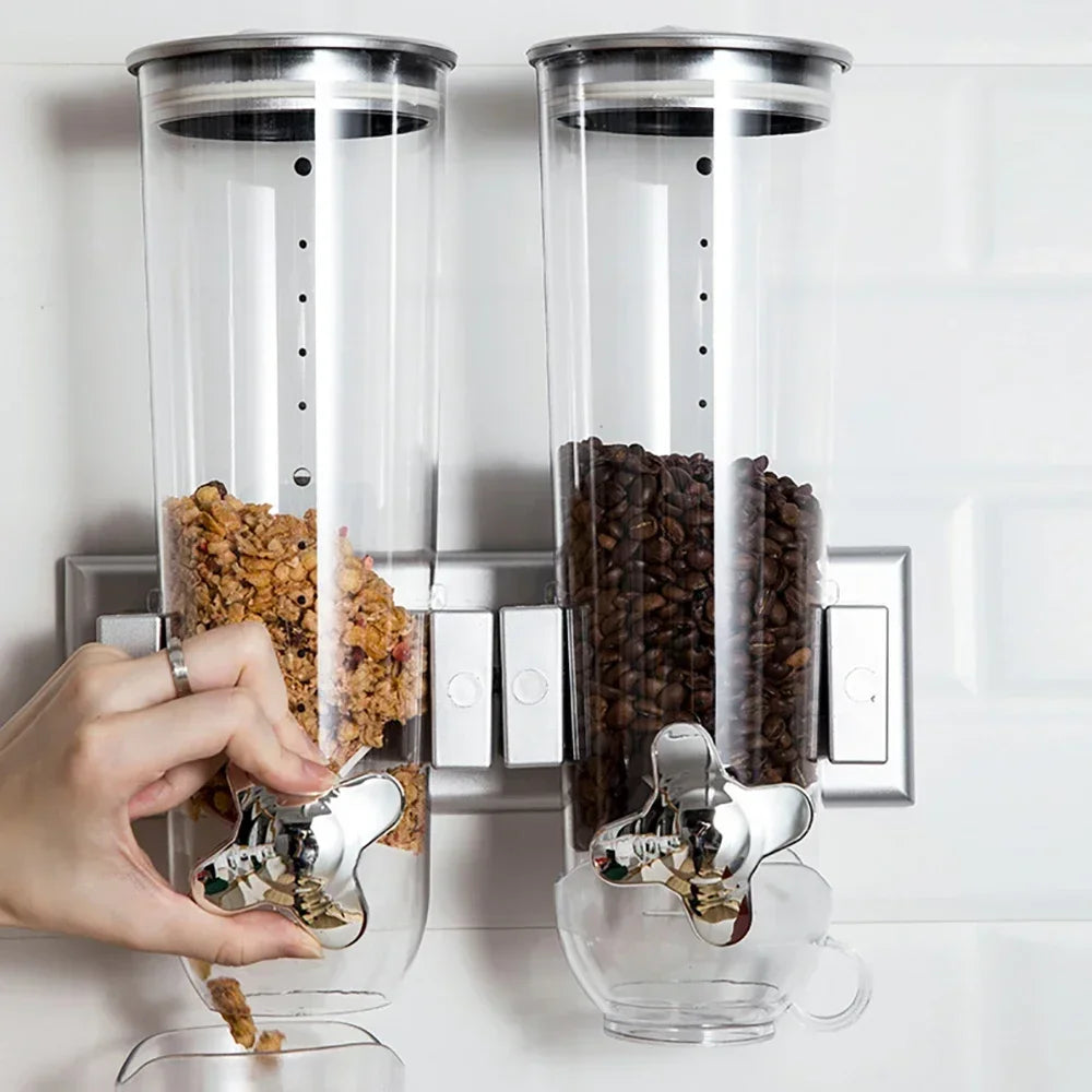 Wall Mount Dual Control Cereal Dispenser For Nuts And Beans