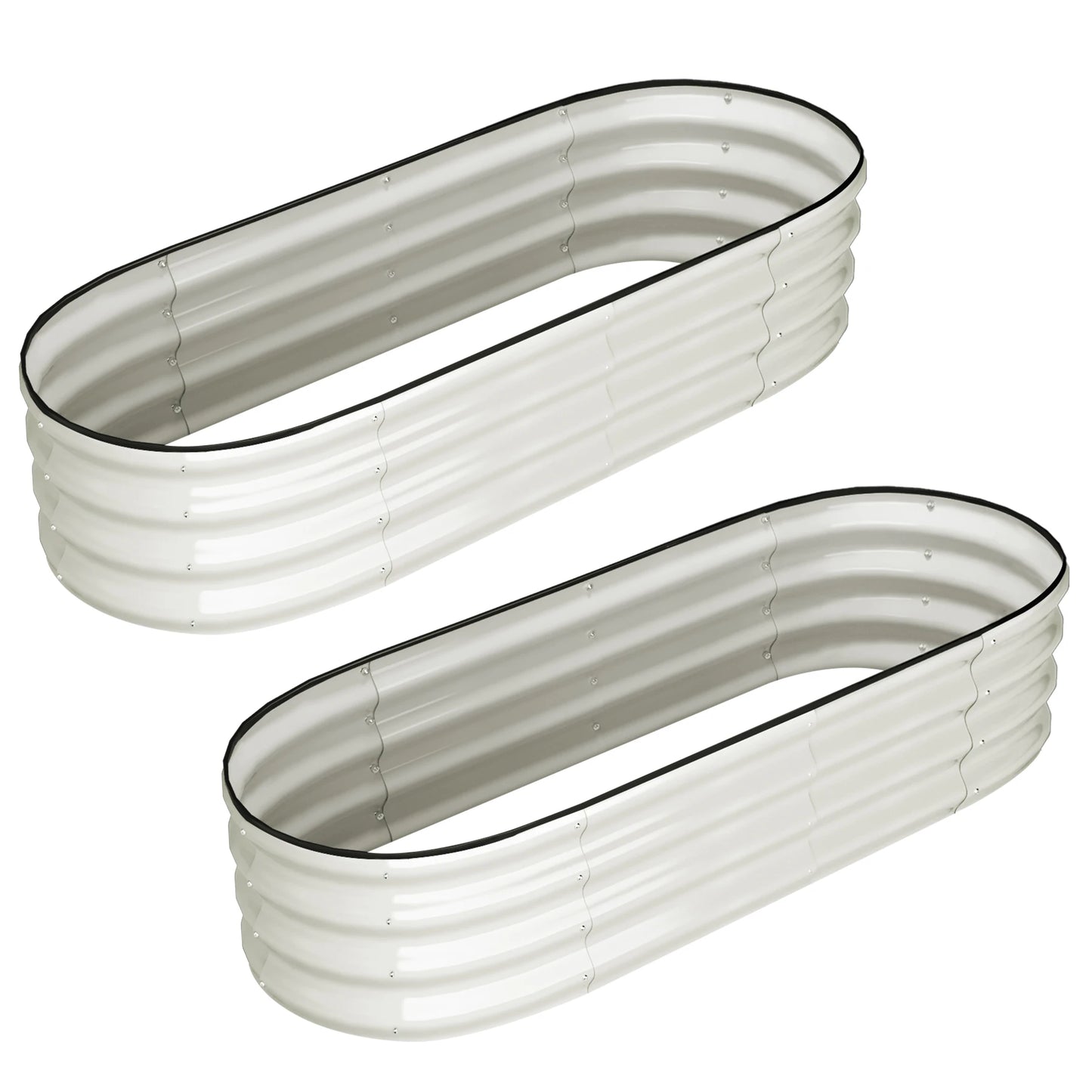 HiMISS Two Pack Oval Galvanized Raised Garden Bed Outdoor