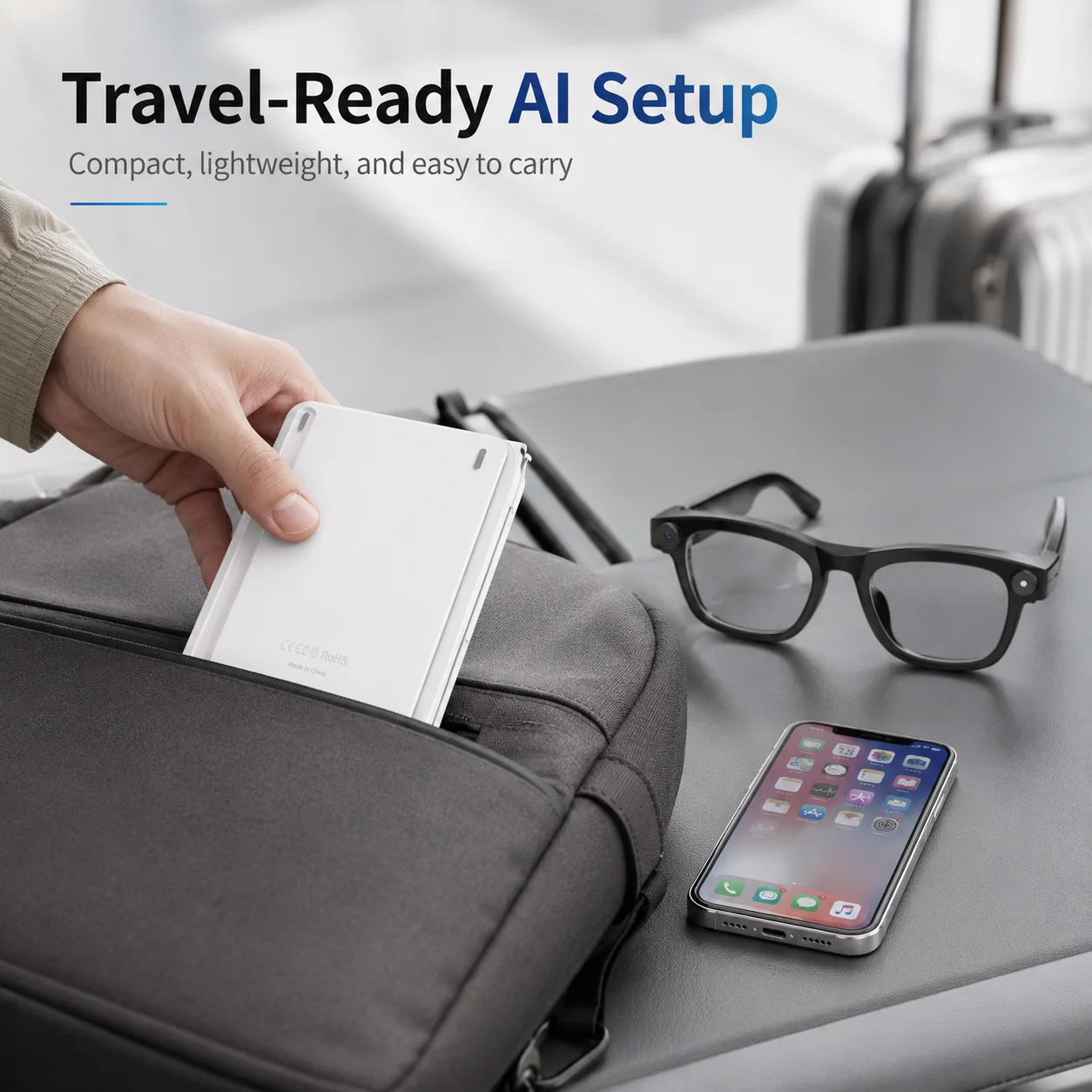 Smart Glasses with Foldable Keyboard 200W Pixel Colorful Double Fold Keyboard Photography Translation Lightweight Glasses Sold as a Set