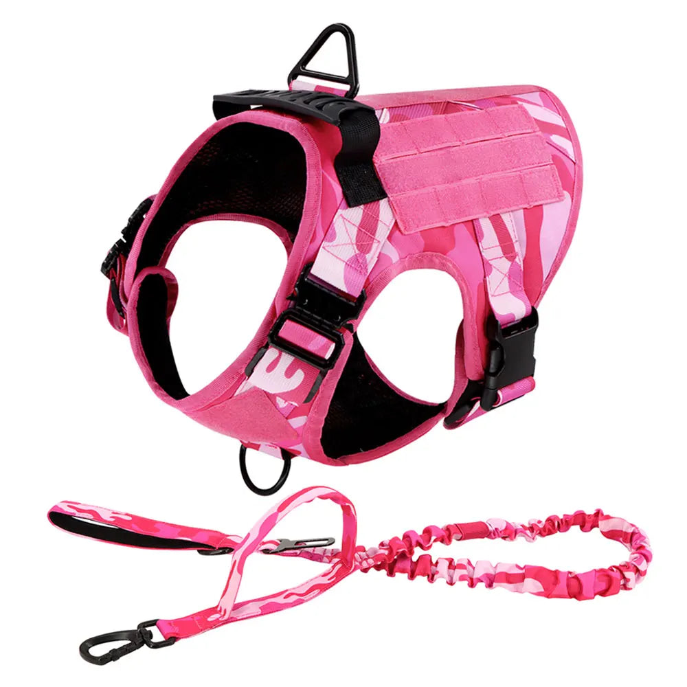 PETRAVEL Military Camouflage Dog Harness Leash Set For Training