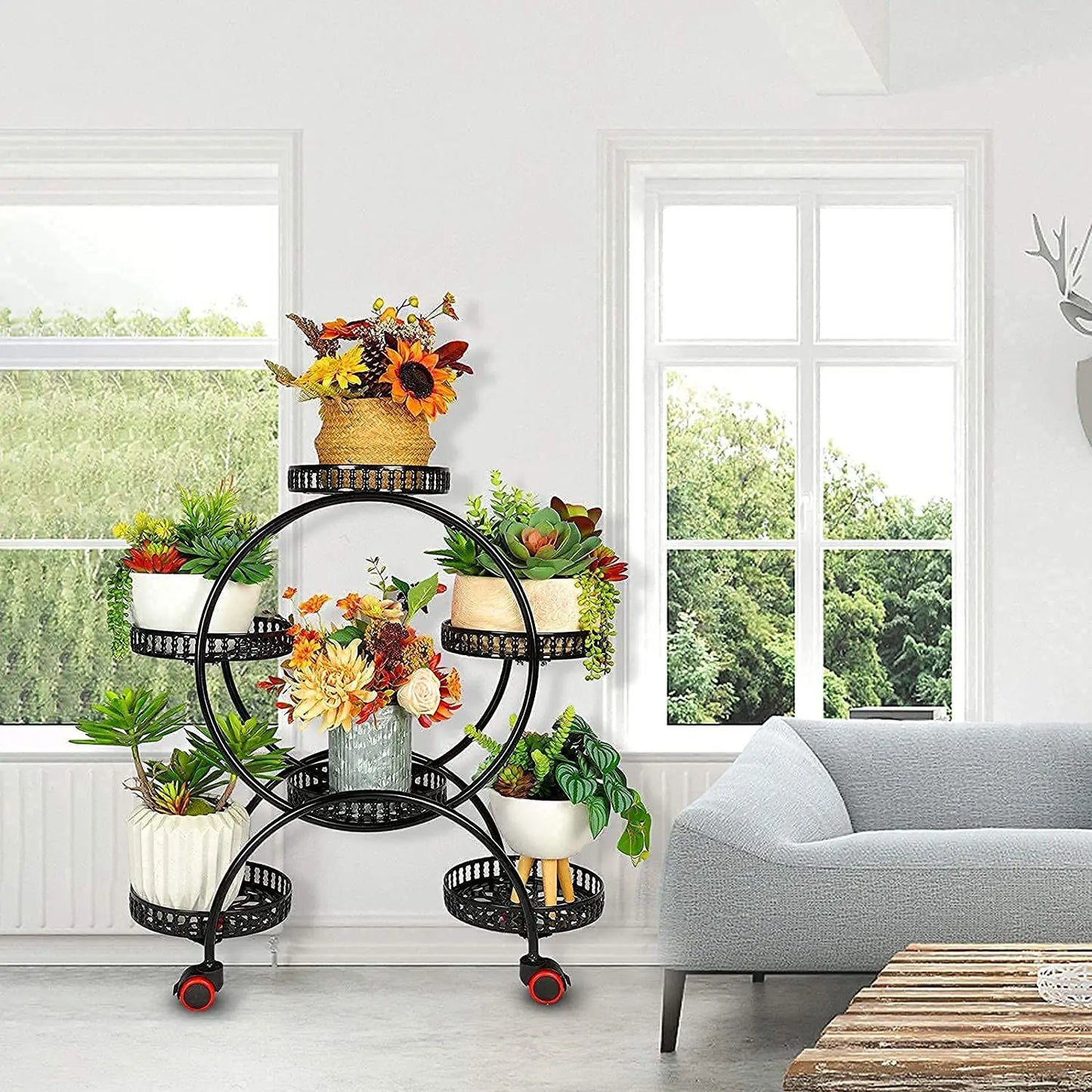 BINGOPAW Metal Plant Stand Multi-Layer With Wheels