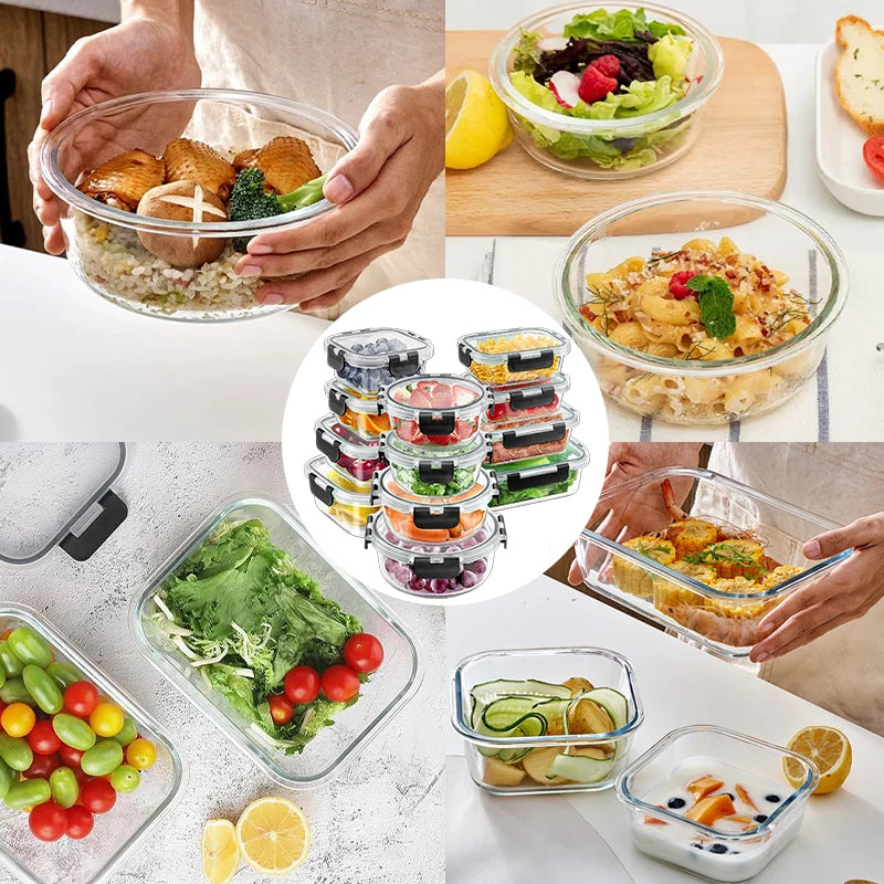 Glass Lunch Box Set, 12 Piece Airtight Food Storage Containers BPA Free