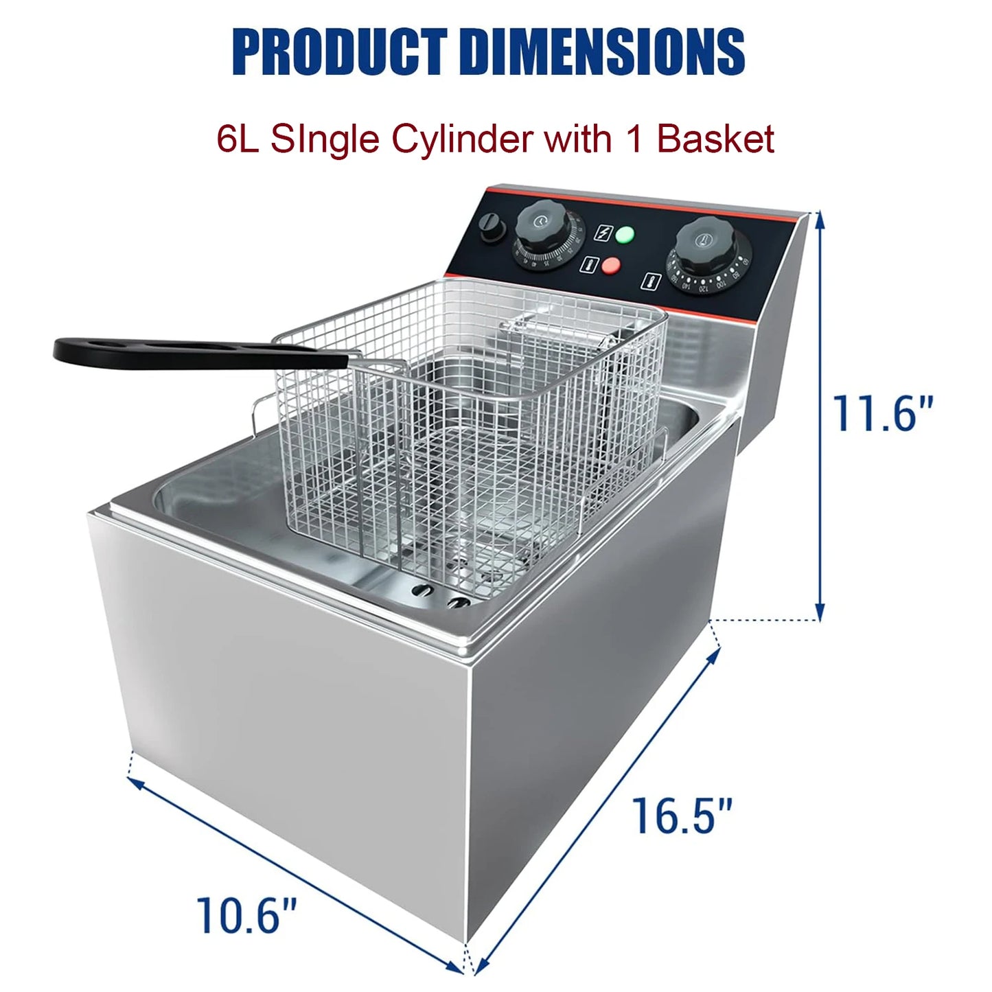 acekool Stainless Steel Commercial Deep Fryer With Baskets