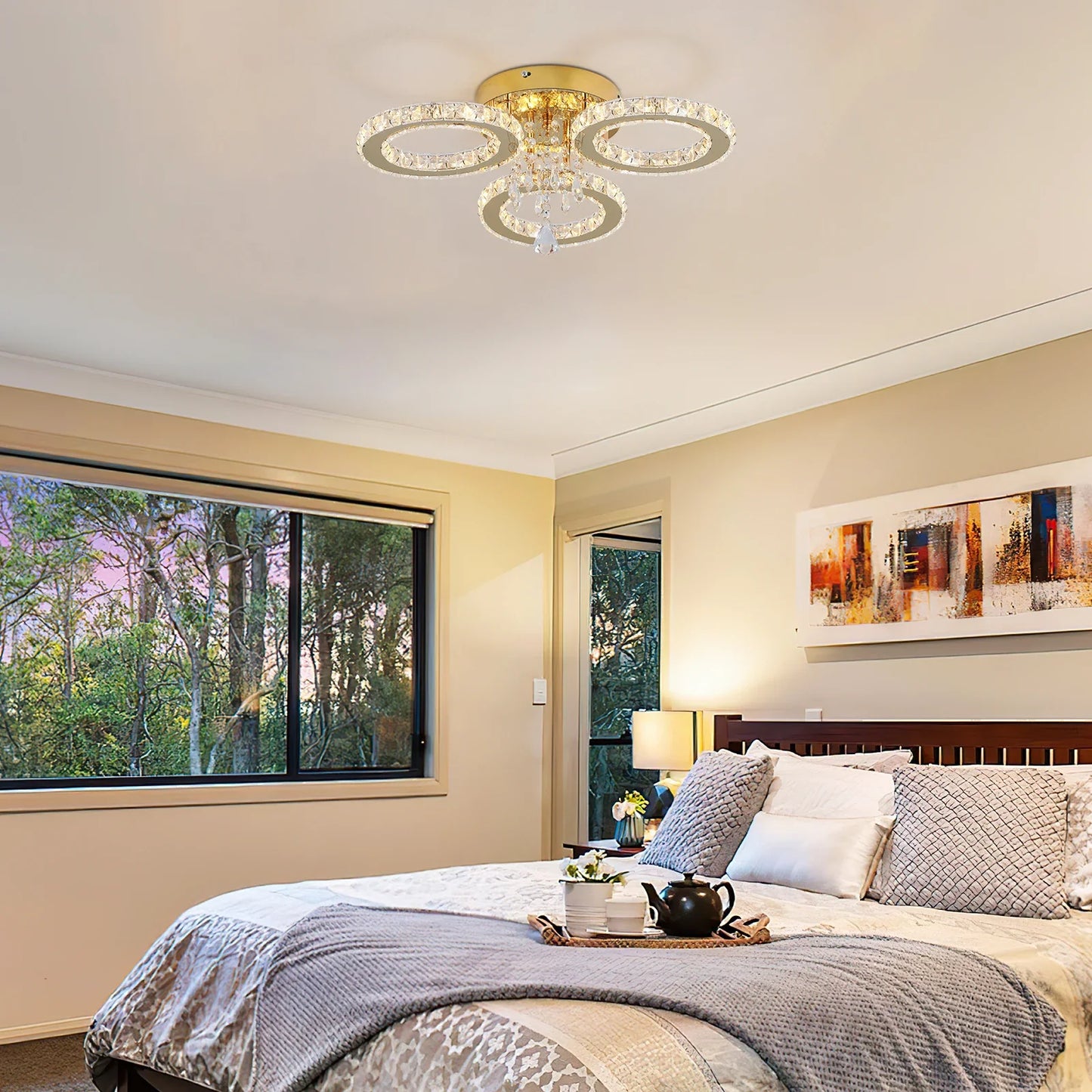 Led Crystal Ceiling Light Chandelier For Living Room