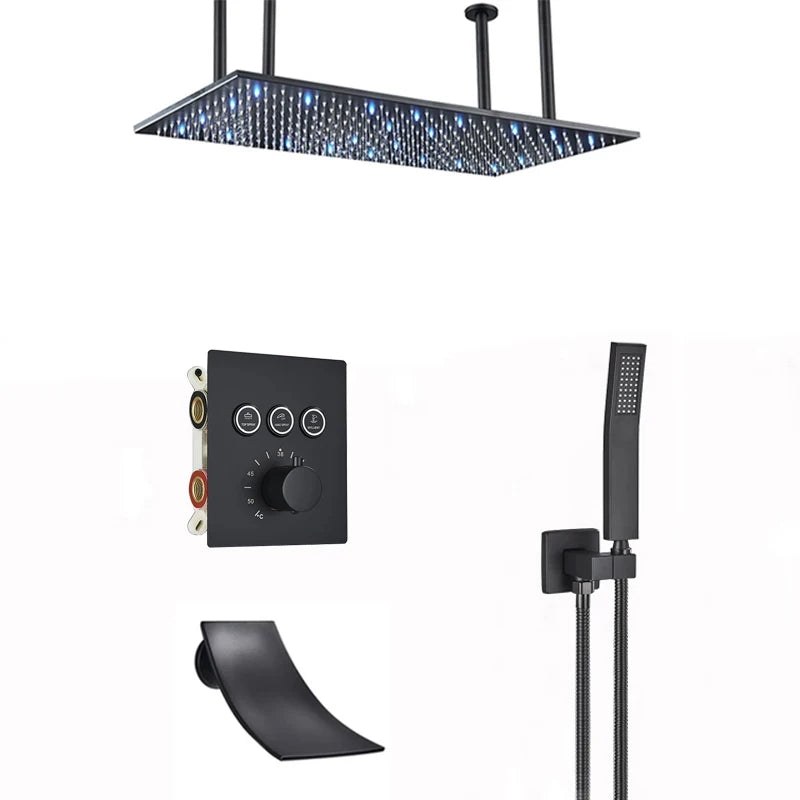 Wanmivezlo Brass LED Rainfall Shower Head Bathroom Accessory
