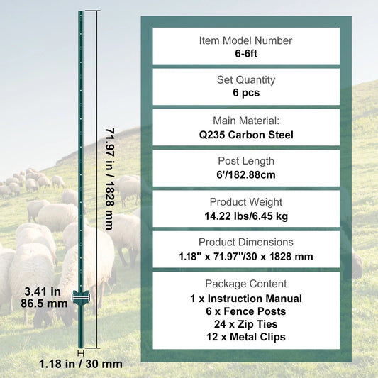 SucceBuy Heavy Duty Metal Fence Post T Post Garden Yard