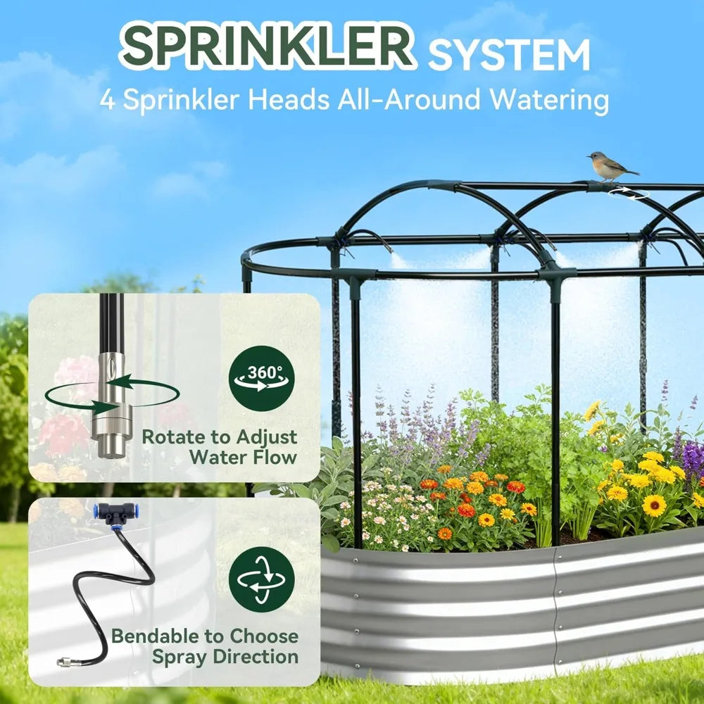 Self-Watering Galvanized Raised Garden Bed With Mesh Cover