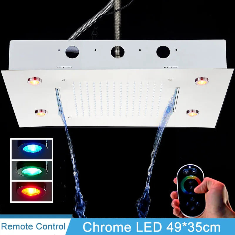 Luxury Brushed Nickel/Chrome/Black LED 16inch Rainfall Shower Head Stainless Steel Square Color Changing Lights Showerhead