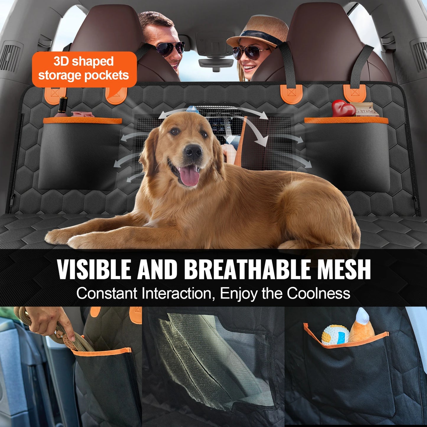 SucceBuy Dog Car Seat Cover Back Seat Extender Mesh Window