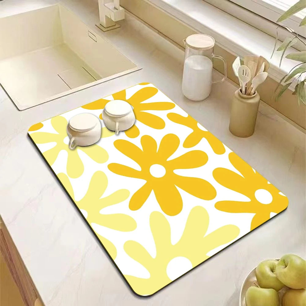 Kitchen Accessories Absorbent Kitchen Dish Drying Mat Coffee Machine Tableware Drain Mat Kitchen Drain Pad Tableware Mat Coaster