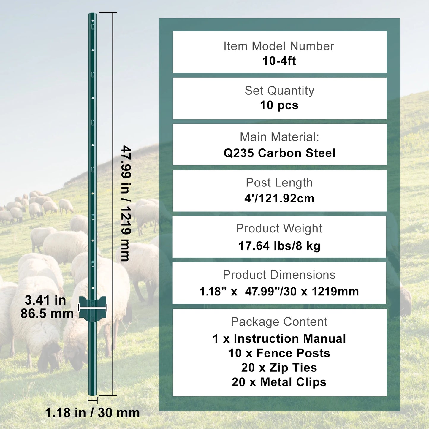SucceBuy Heavy Duty T-Post Fence Post For Garden And Farm