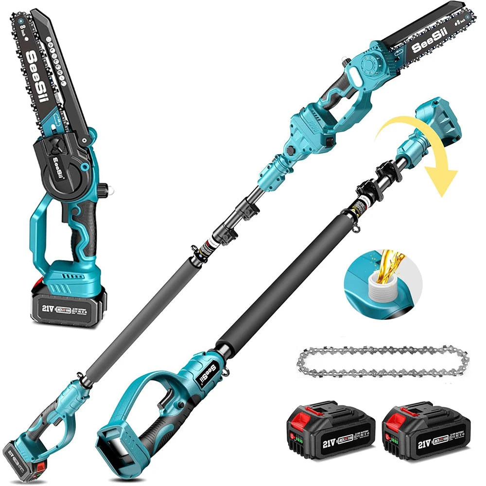 Seesii Polesaw Cordless Electric Chainsaw With Extension Pole For Tree Trimming
