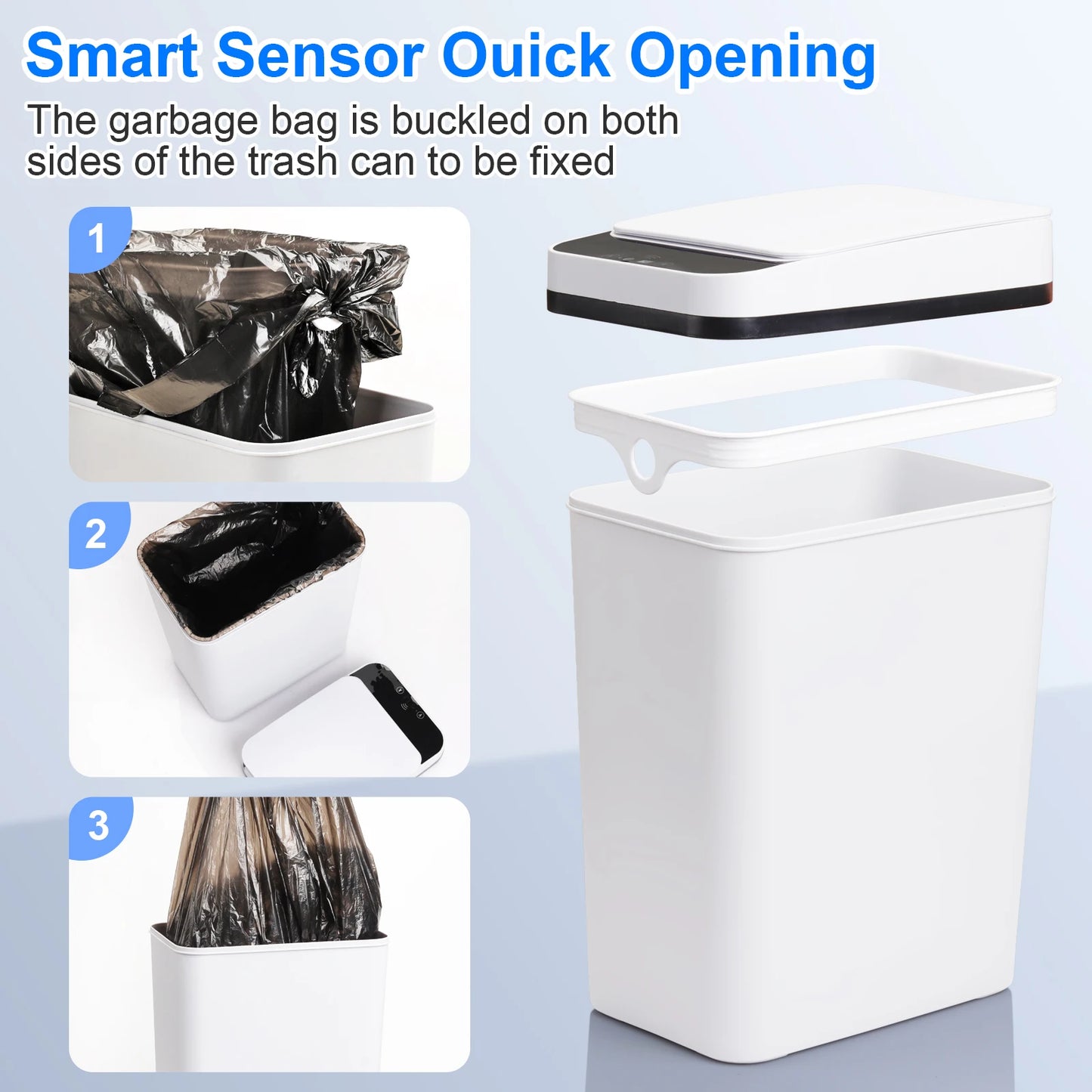Motion Sensor Trash Can Two Pack With Quiet Lid Bathroom