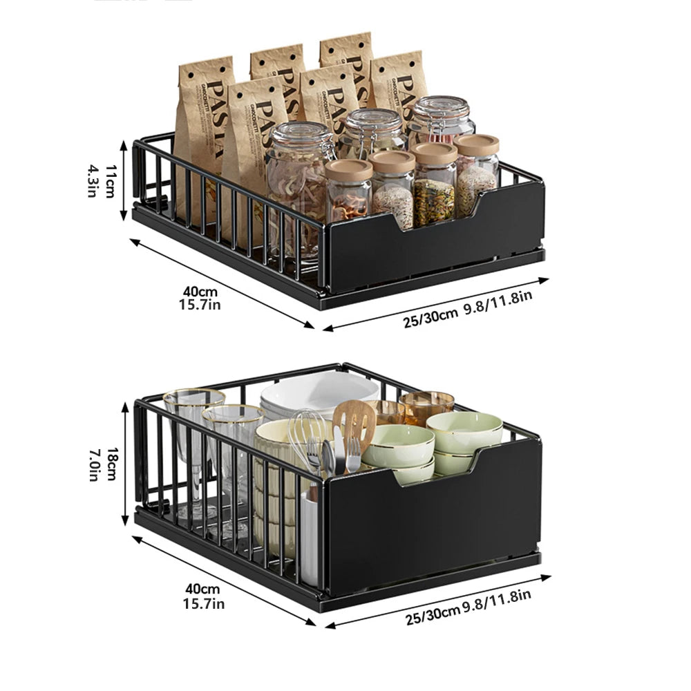 TWISTER.CK Pull Out Cabinet Organizer With Foldable Slide Out Drawers
