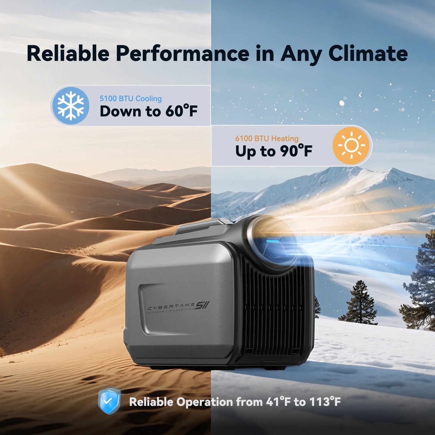 CYBERTAKE S2 Pro Portable Air Conditioner, All-in-One Cooling & Heating Unit for Camping, RV, Tent, Home & Outdoor Adventures