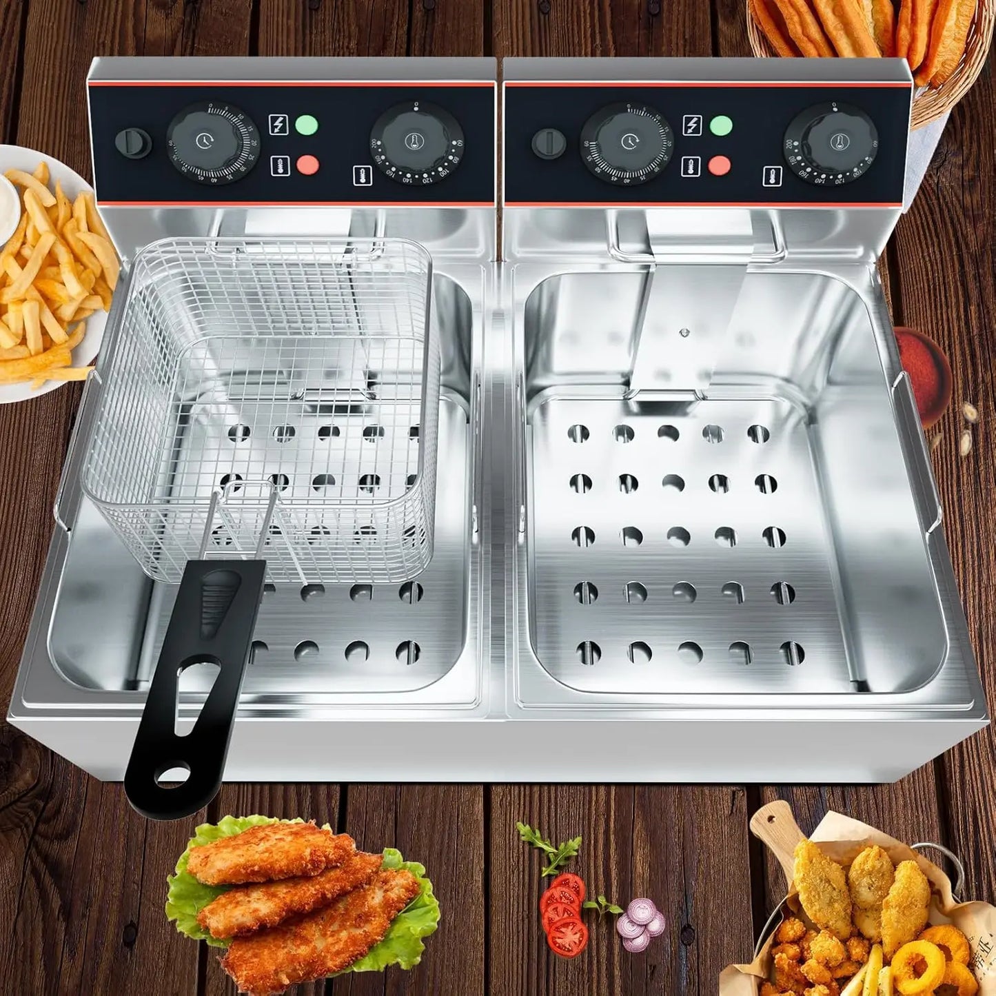 acekool Stainless Steel Commercial Deep Fryer With Baskets