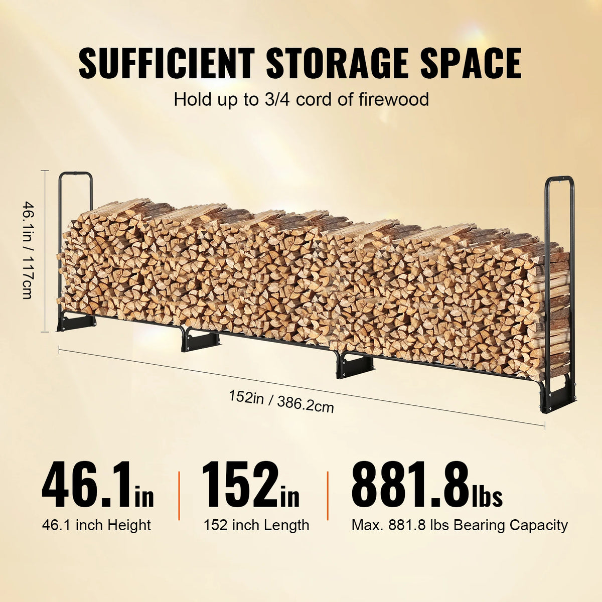SucceBuy Outdoor Firewood Rack With Heavy Duty Cover