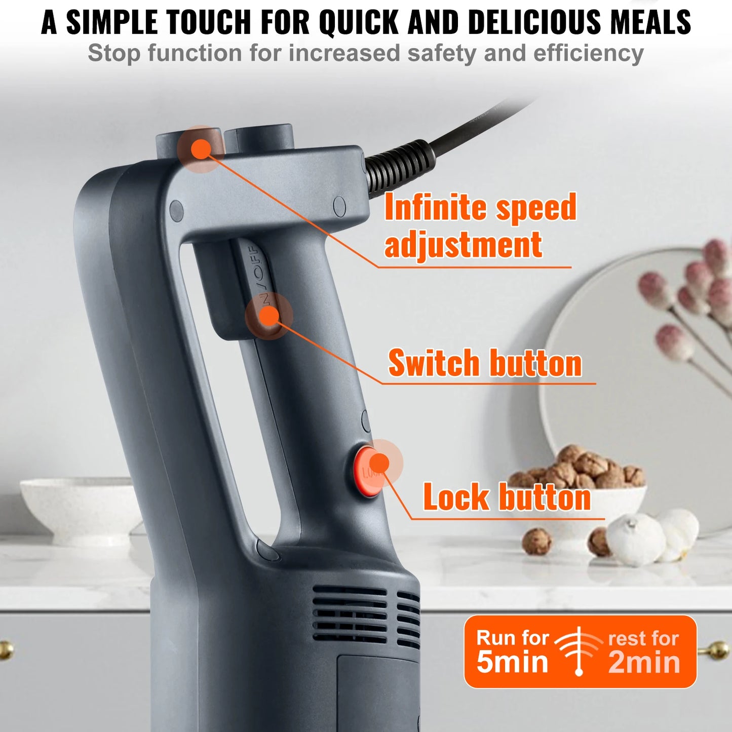 SucceBuy Immersion Blender 500W Heavy Duty Hand Mixer