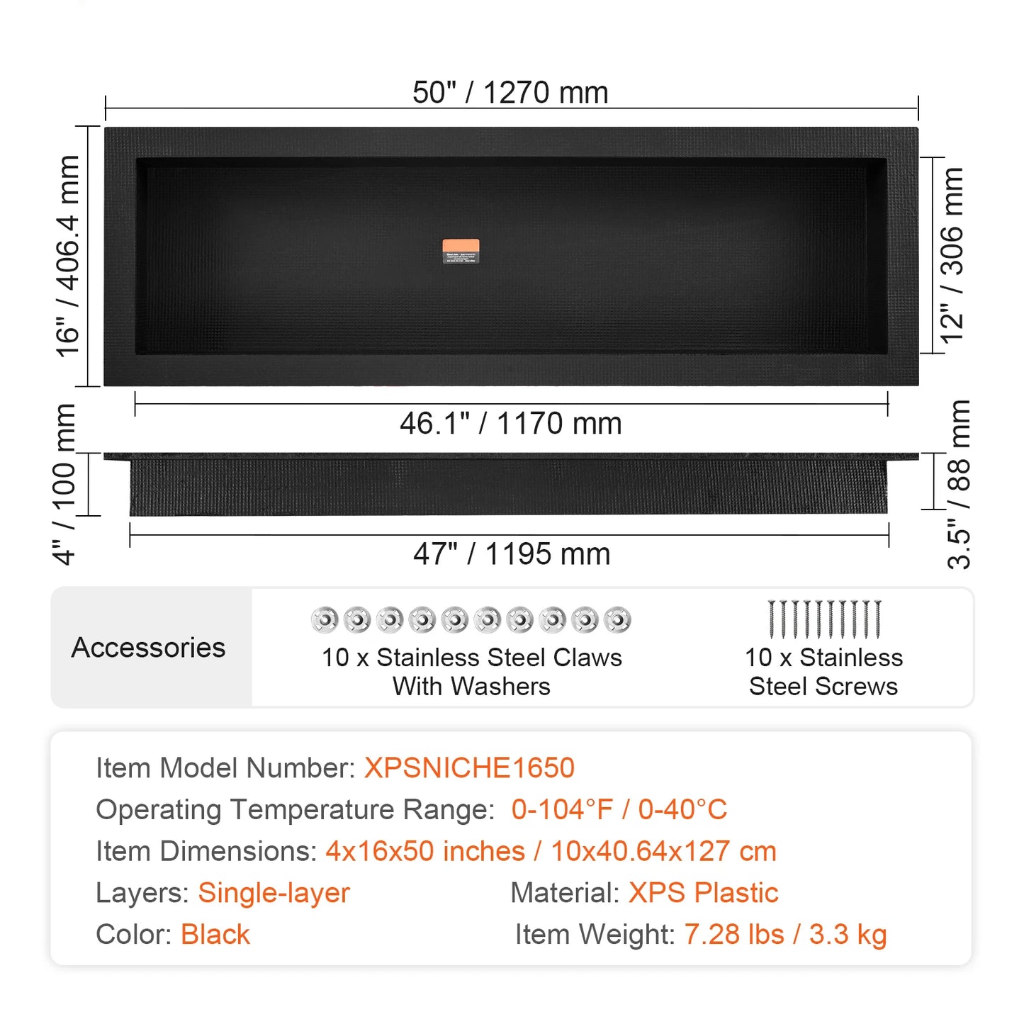 Shower Niche Organizer Dual Tier Recessed Shelf Tile Ready