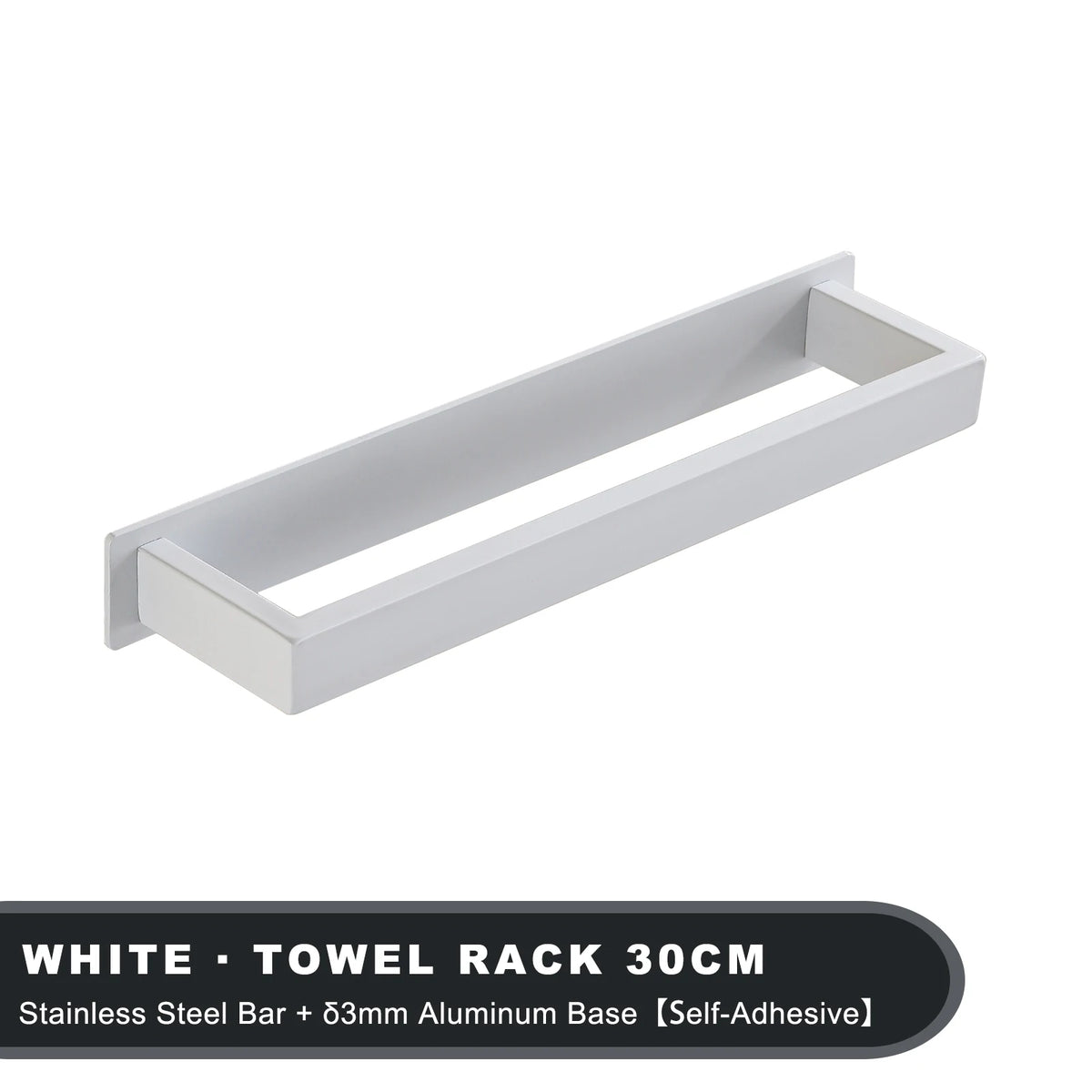 Black Stainless Steel Towel Holder No Drill Wall Shower Towel Shelf Kitchen Towel Hanger Rail Bathroom Towel Rack Self Adhesive