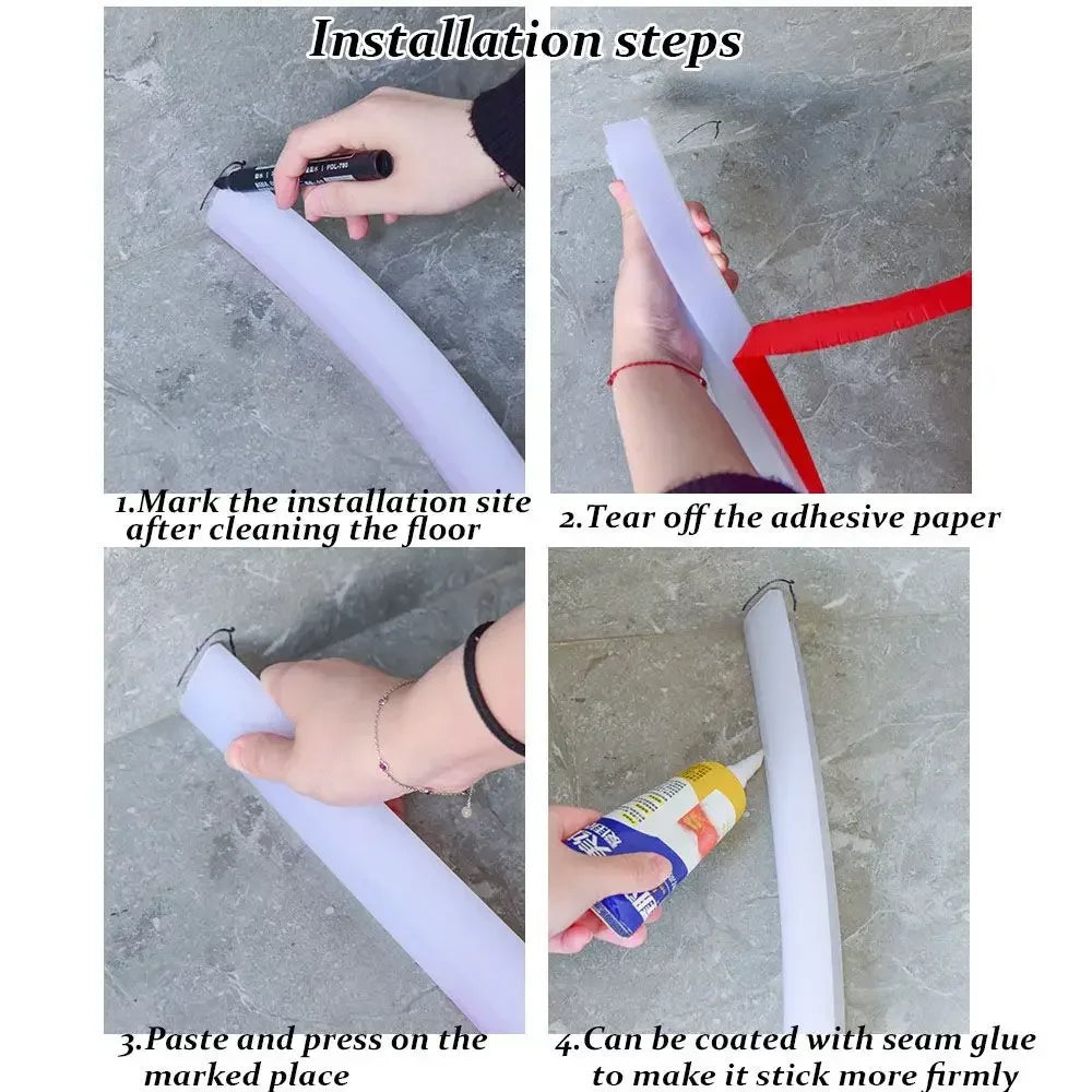 Silicone Water Stopper Self-Adhesive Shower Dam Barrier