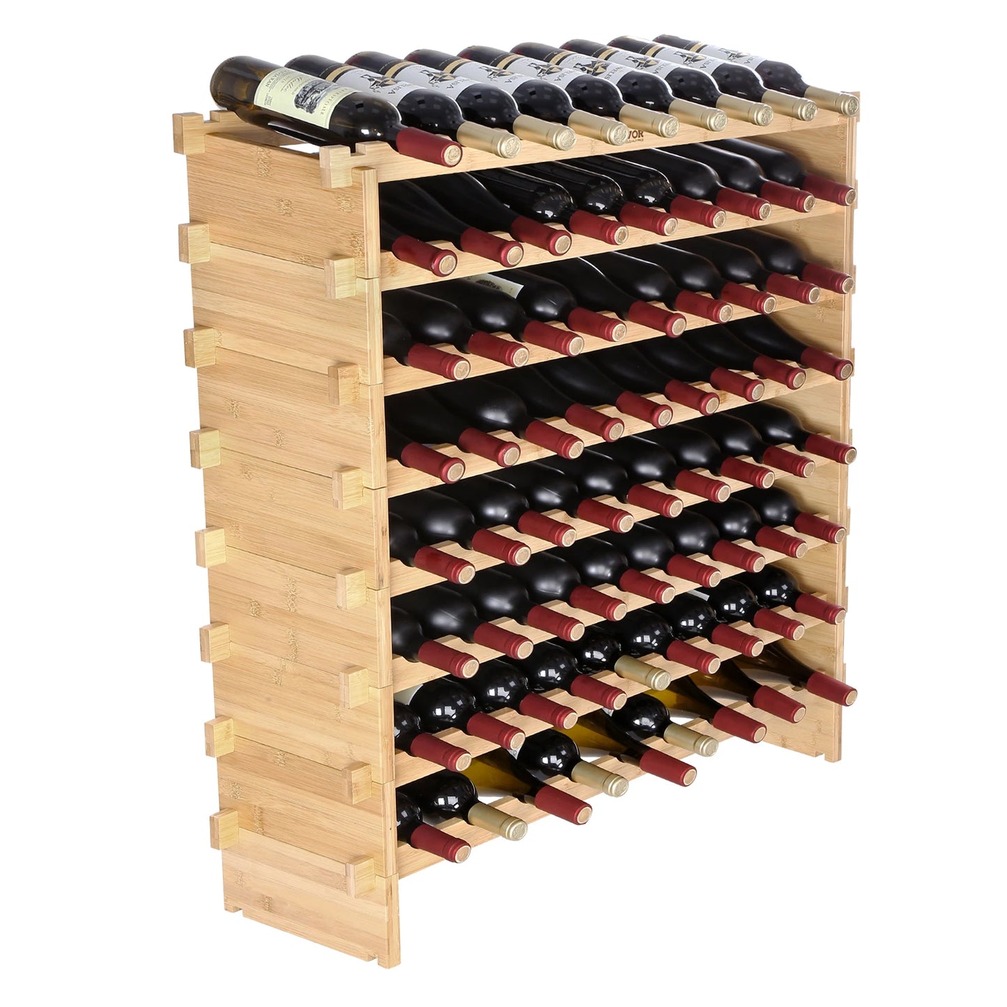 SucceBuy Bamboo Stackable Wine Rack For Free Standing Storage