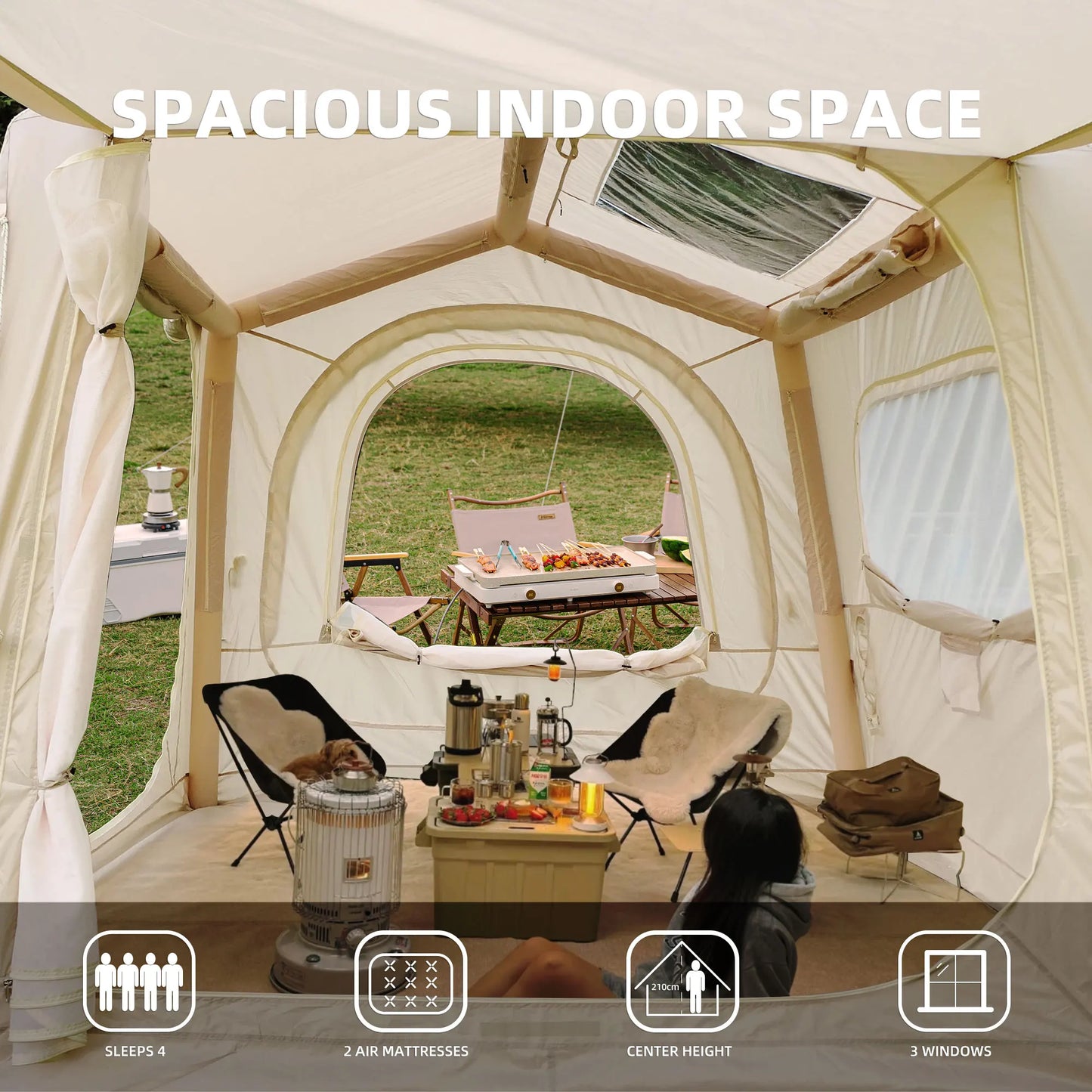 Inflatable Camping Tent With Easy Setup Waterproof Air Glamping