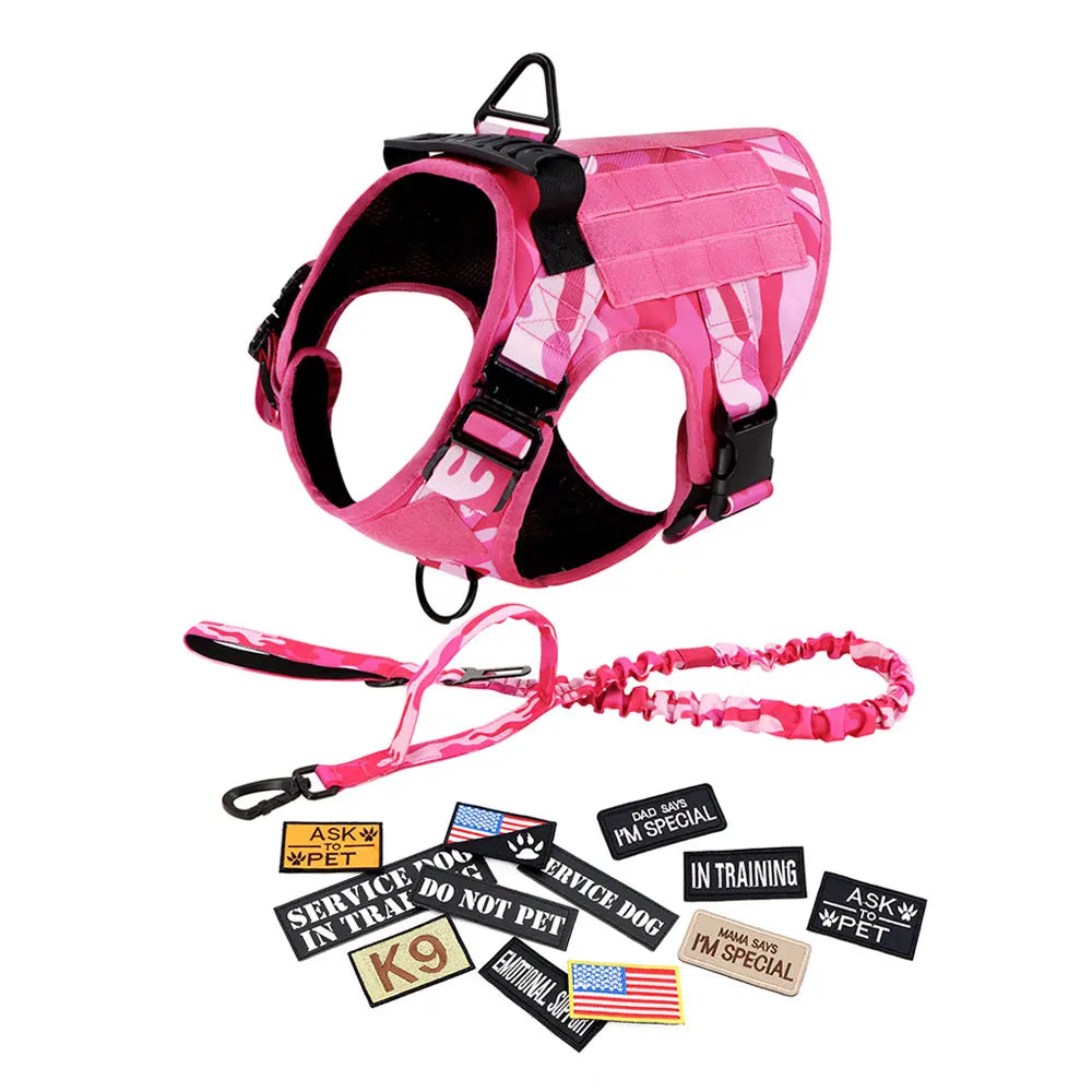 PETRAVEL Military Camouflage Dog Harness Leash Set For Training