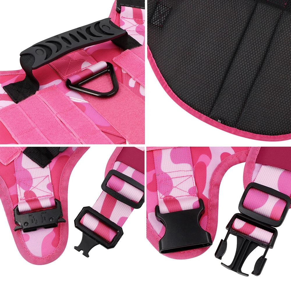 PETRAVEL Military Camouflage Dog Harness Leash Set For Training
