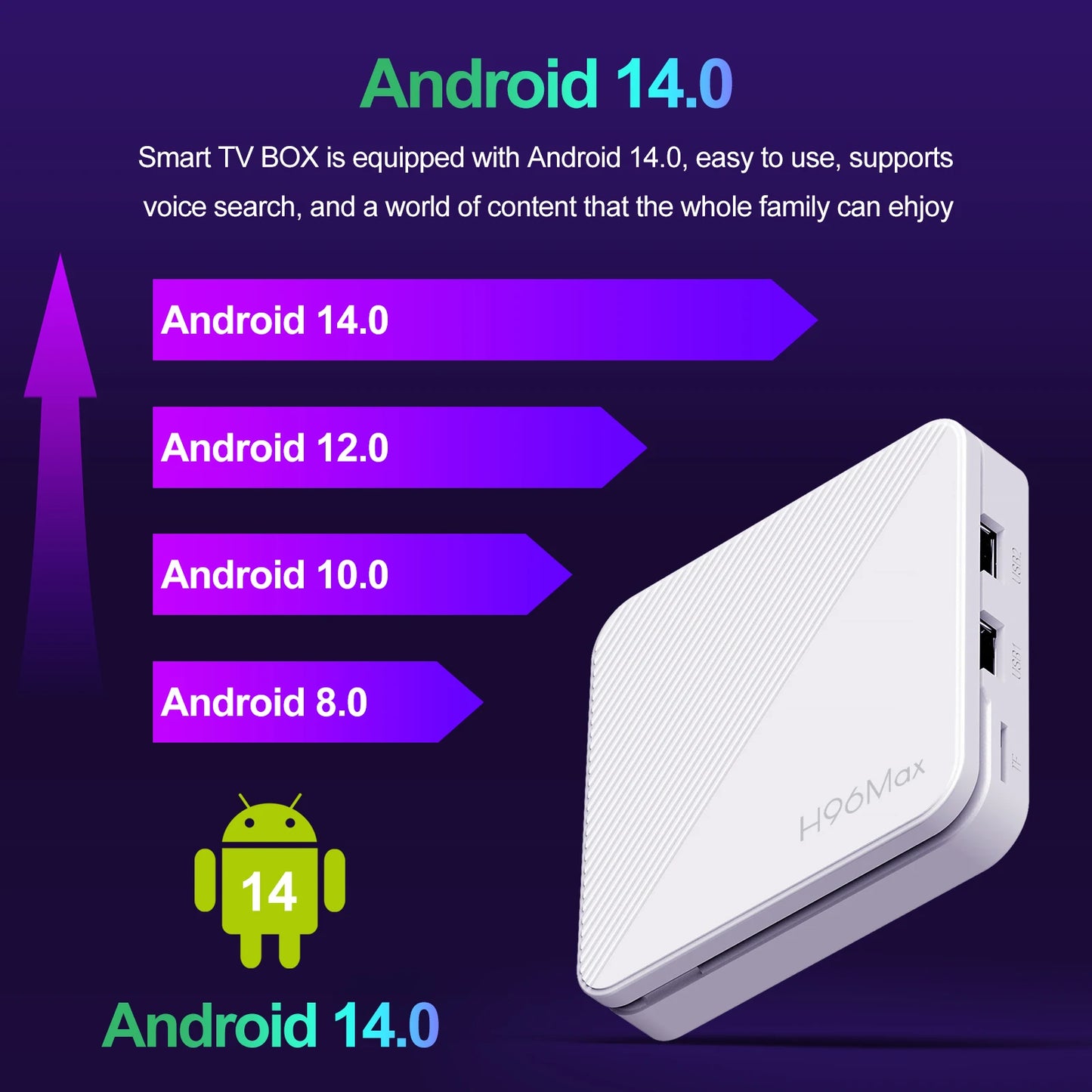 H96 H313 Android TV Box 4K With WiFi 6 Bluetooth 5 Media