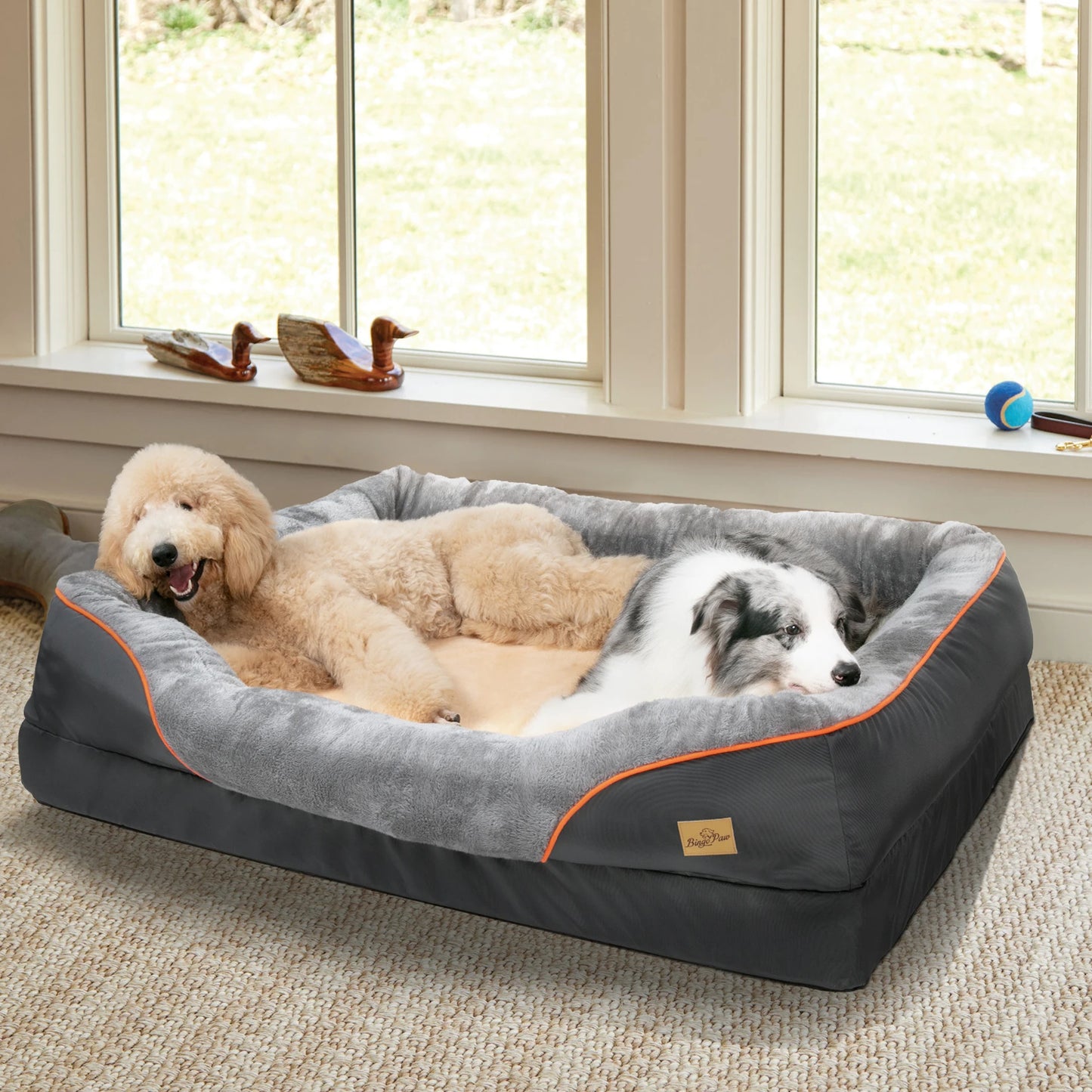 BINGOPAW Dog Bed Anti Allergy Warm Fleece Removable Cover
