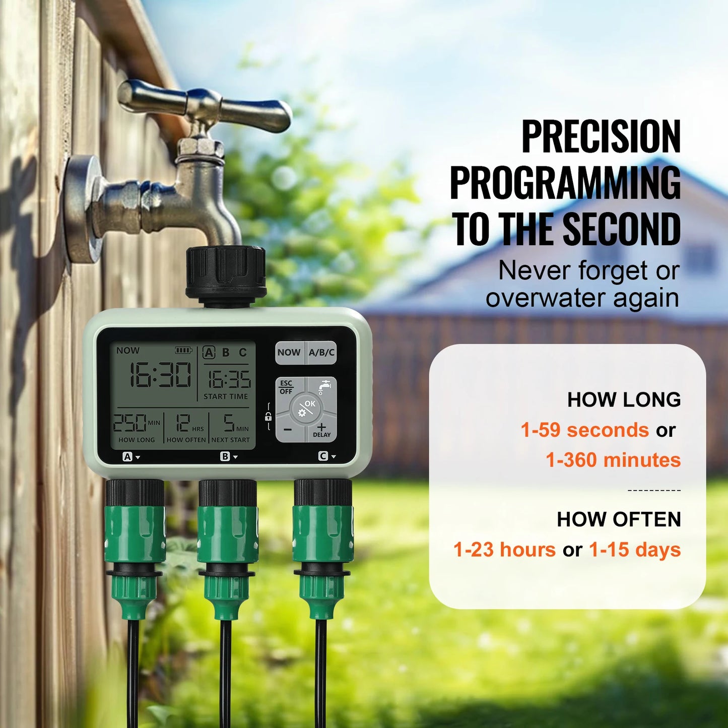 SucceBuy Water Timer With 3 Outlets And Independent Watering Zones