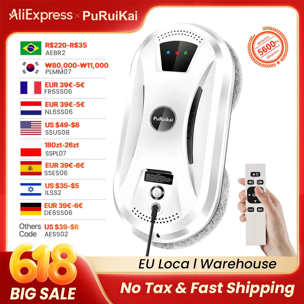 PuRuikai Ultra Thin Window Cleaning Robot for Glass With Remote