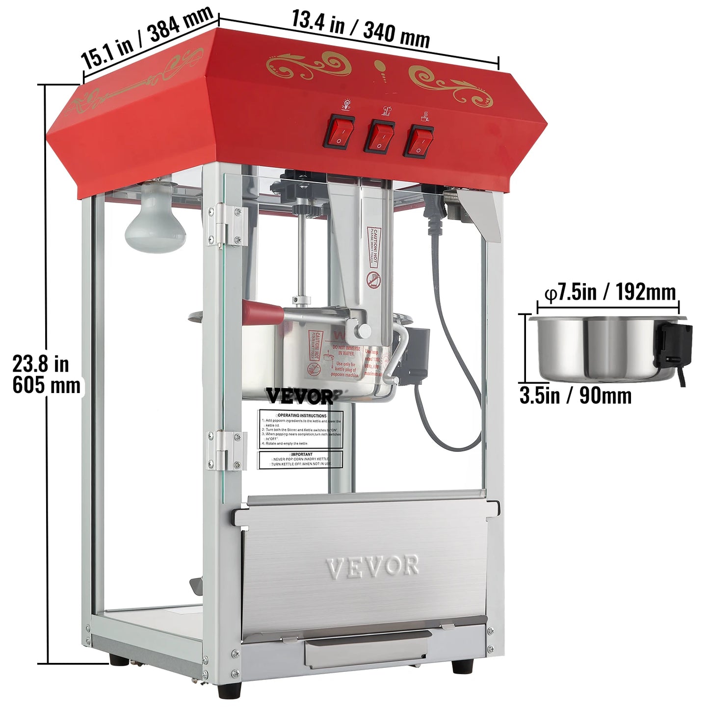 SucceBuy Electric Popcorn Maker Stainless Steel Commercial Popper Machine