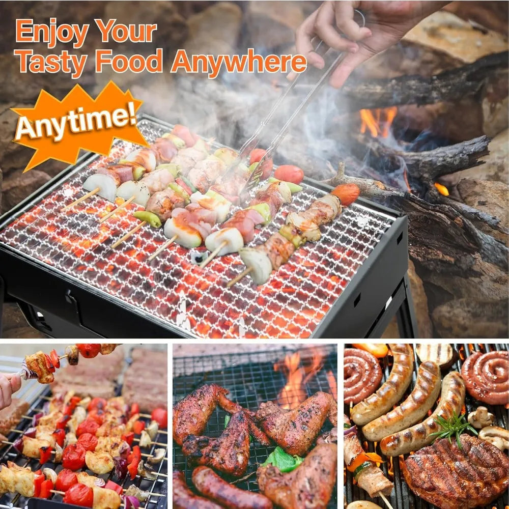 XIUWO Portable Folding Charcoal Grill Stainless Steel Smoker For Outdoor