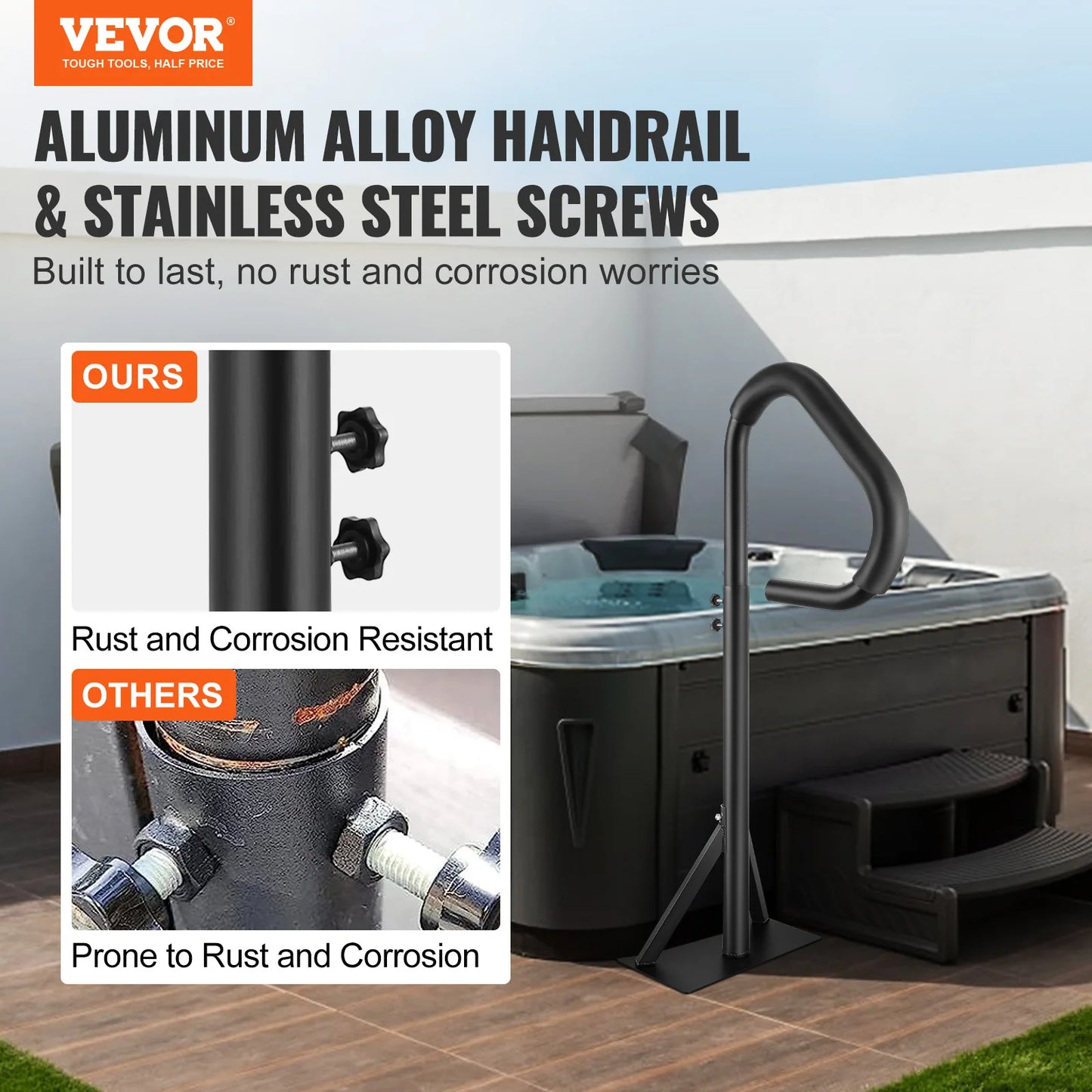 360 Rotatable Spa Hand Rail With Slide Under Mount