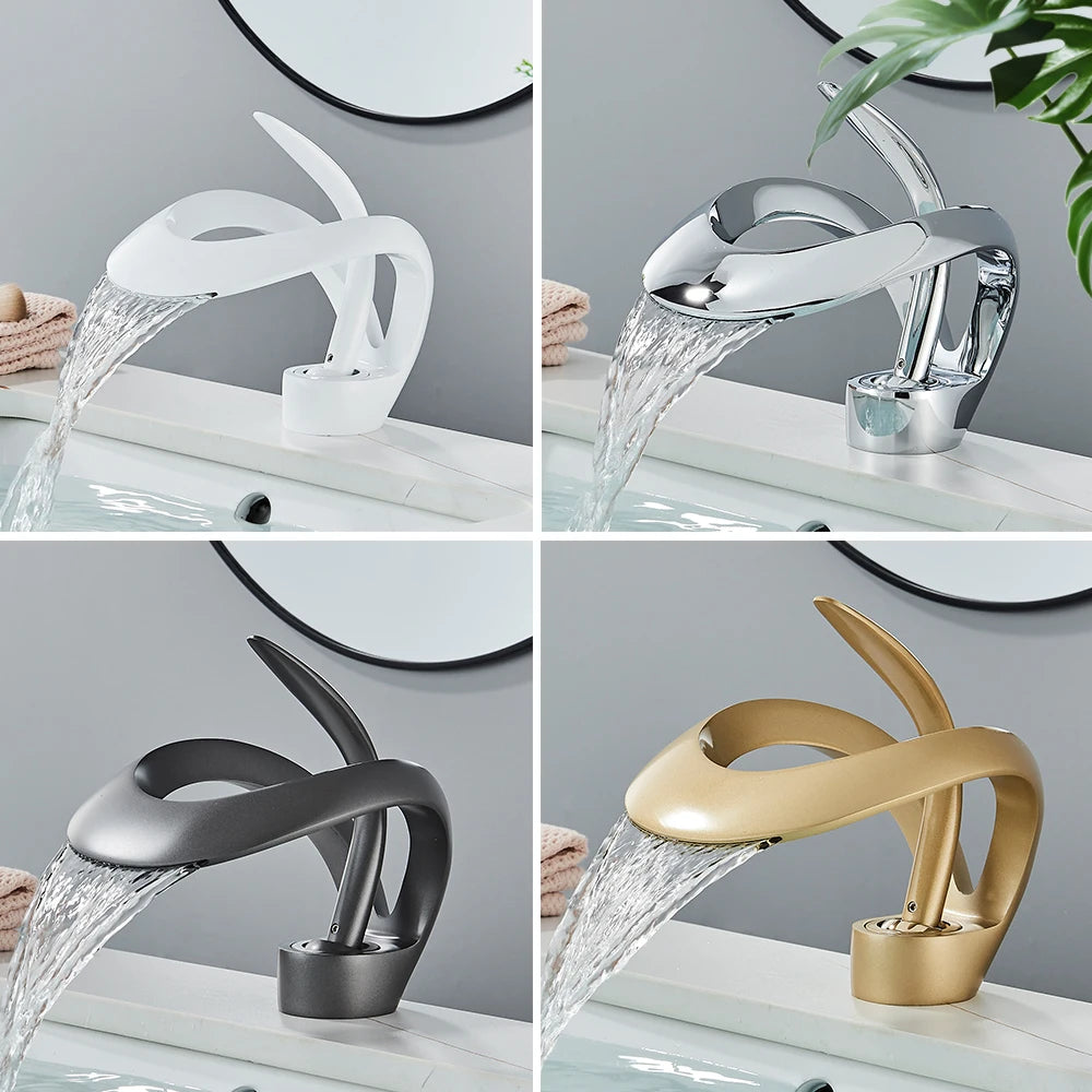 Rozin Luxury Basin Faucet Waterfall Deck Mount Mixer