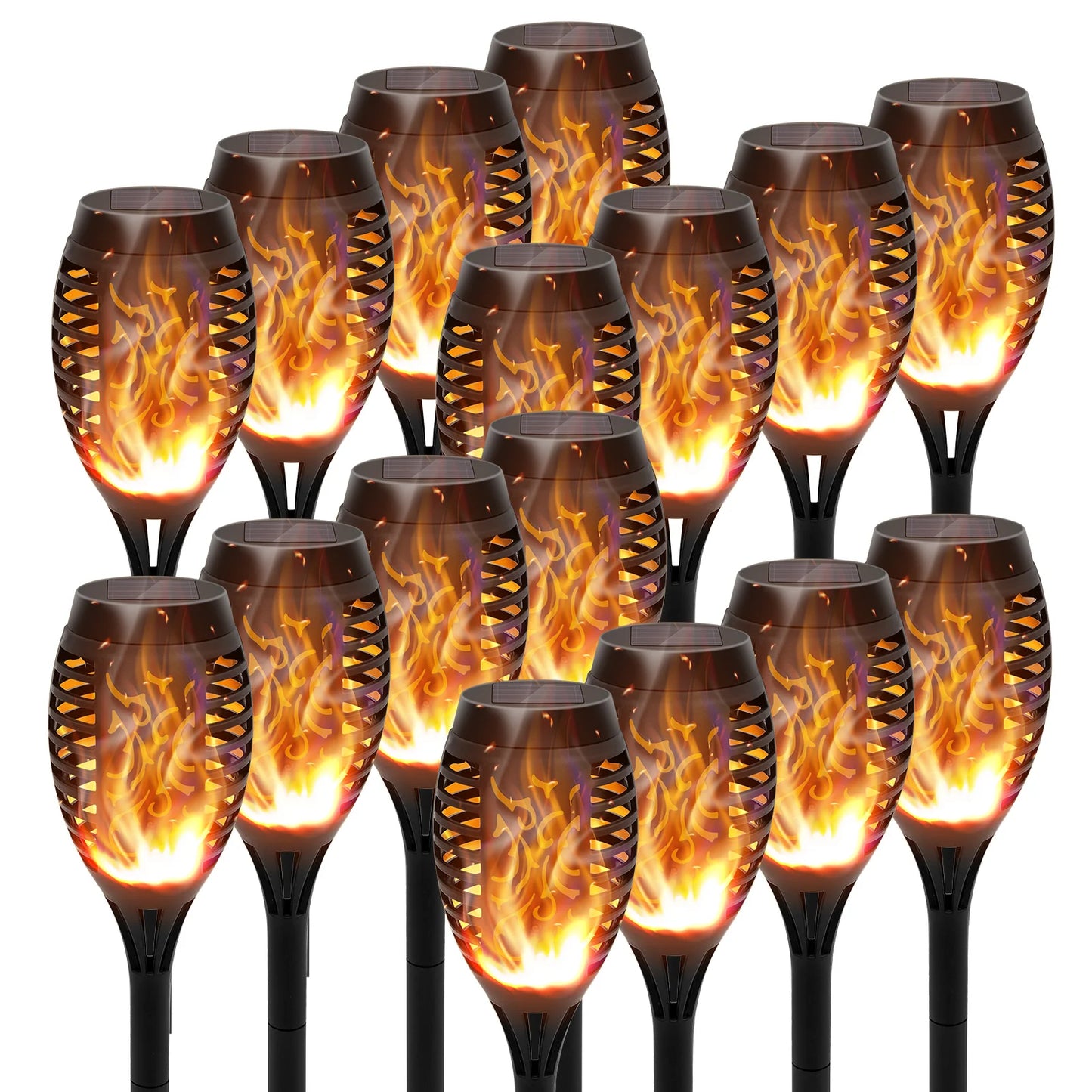 Solar Torch Lights With Flickering Flame LED Waterproof Garden Path