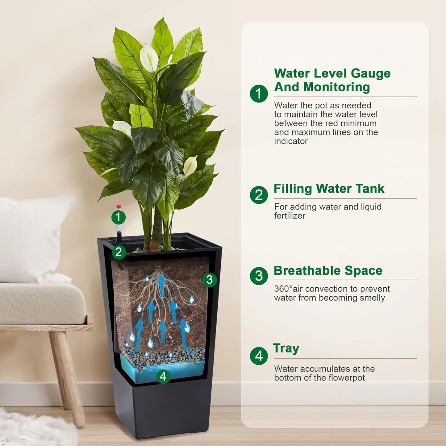 HobbyLane Tall Indoor Outdoor Planter With Shelf Insert